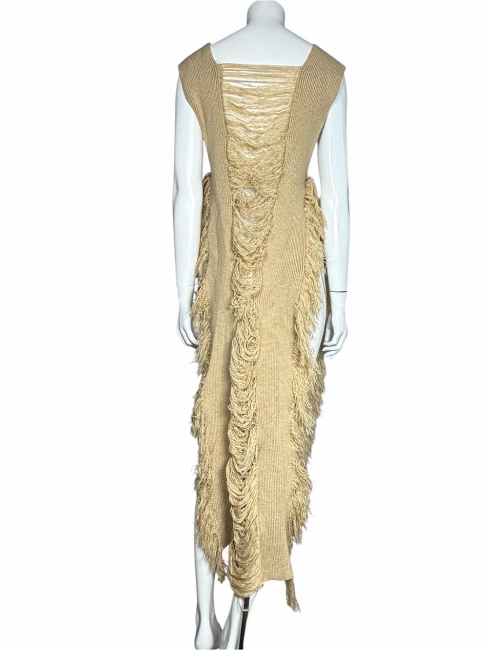 Primi Distressed Knit Maxi Vest Dress Open Side Tie Festival Boho One Size - Picture 6 of 8